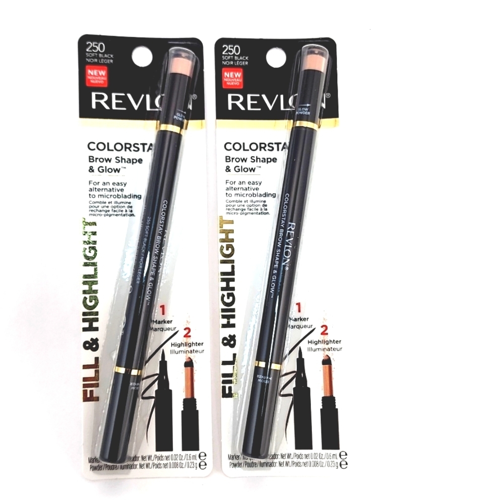 Revlon ColorStay Brow Shape & Glow 2 in 1 Highlighter Marker Soft Black 2pcs
